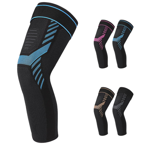 Long Compression Leg Sleeve Knee Compression Sleeves with Adjustable Straps Knee Brace for Men and Women for Sports Running Basketball Meniscus Tear Arthritis ACL Pain Relief (Blue Large)